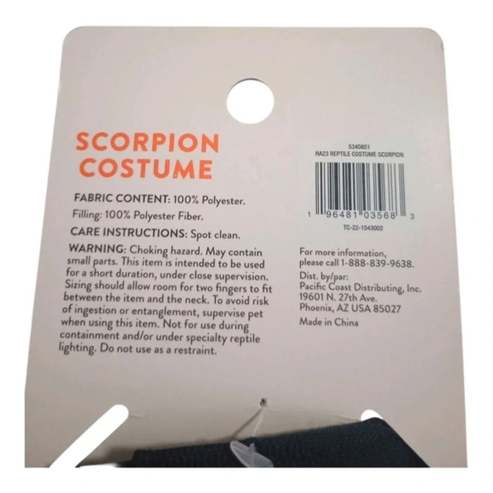 Thrills & Chills Pet Costume –‎ Scorpion Outfit for Bearded Dragons